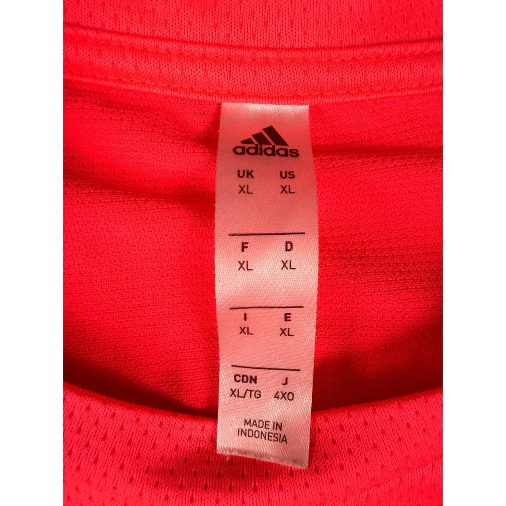 Adidas Mens XL Neon Coral Orange Performance Training Running T-Shirt